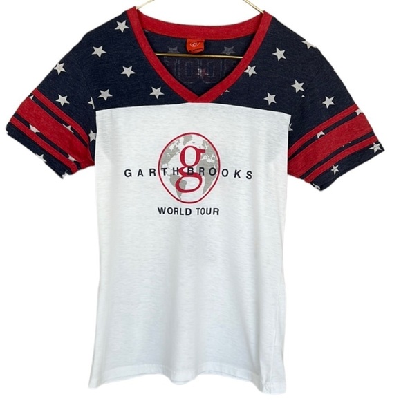 Garth Brooks World Tour Patriotic Jersey Type Band Tee‎ Shirt - Picture 1 of 9
